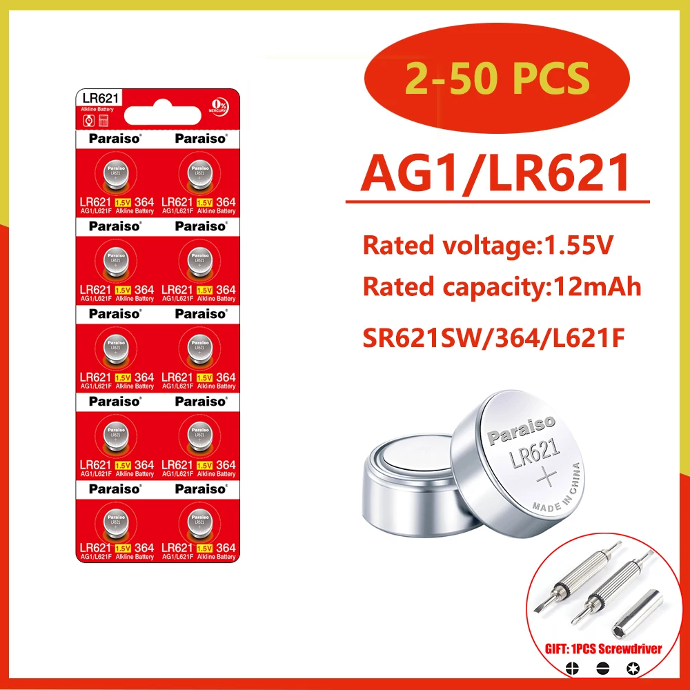 NEW High-Capacity 2-50PCS 1.55V AG1 LR621 364 164 531 SR621 SR621SW SR60 Button Battery For Watch Toys Remote Cell Coin Batterie