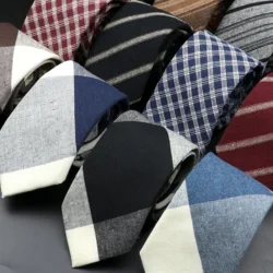 Mens Plaid Ties Classic Cotton Skinny Necktie Striped Blue Red Tie For Wedding Party Casual Neckties Suits Necktie Cravat Gift