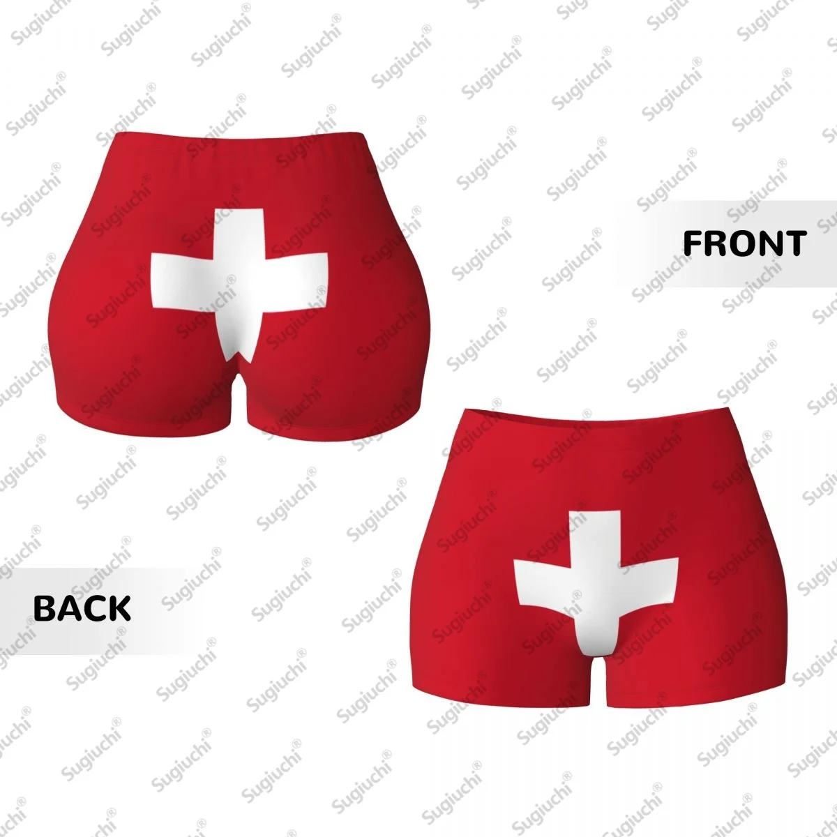 2026 スイス国旗ヨガショーツ女性用ワークアウトスクランチバットリフティングハイウエストジムランニングショートパンツ