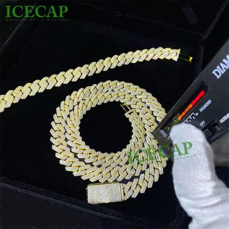 Hip Hop High Quality 925 Silver Iced Out Chain VVS Moissanite 18K Gold Plated Fine Jewelry Cuban Necklaces.