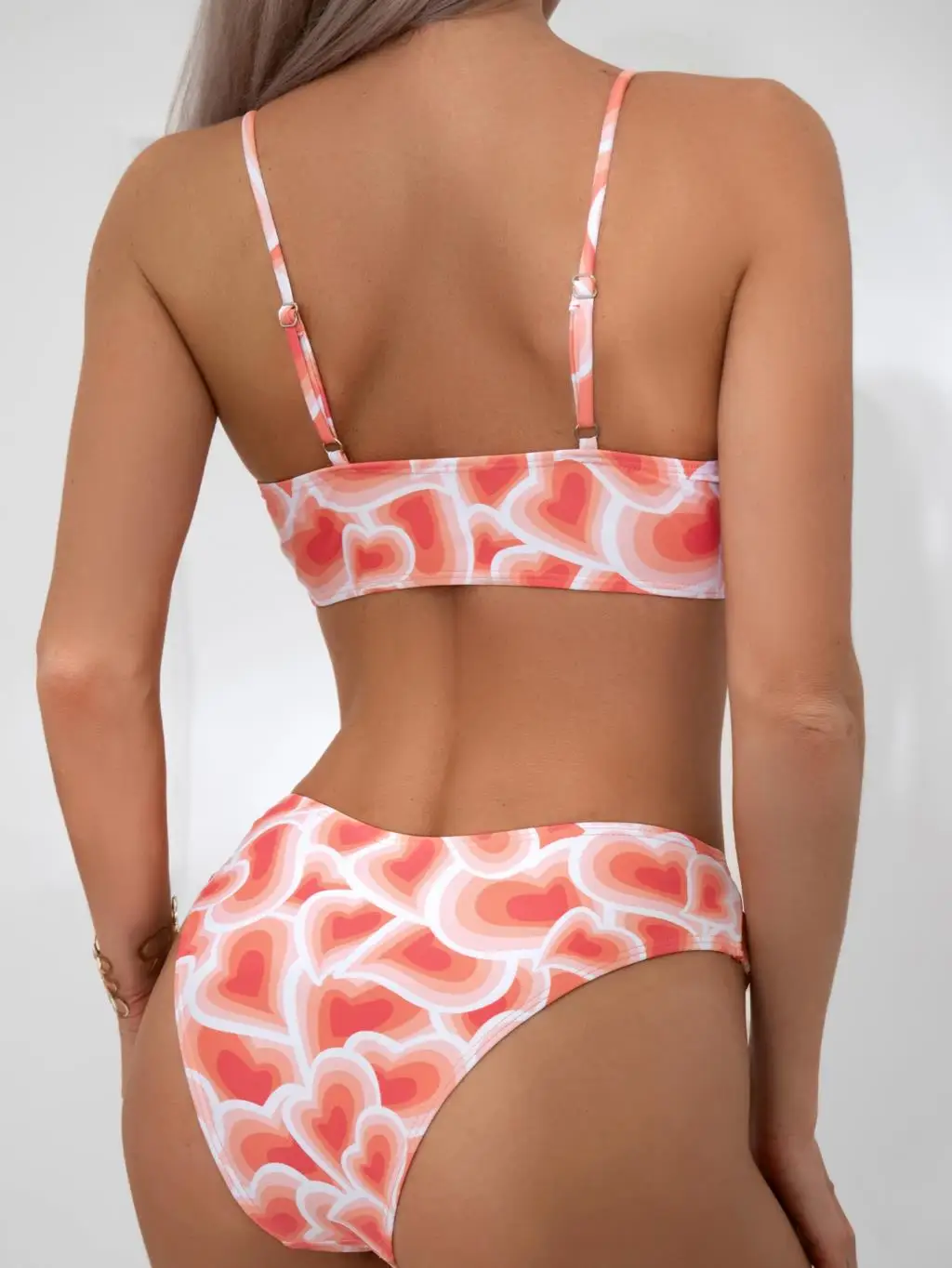 Heart Linked Bikini 2024 Women Printed Swimwear Female Sexy Swimsuit Brazilian Beachwear Bathers Bathing Swimming Swim Suit