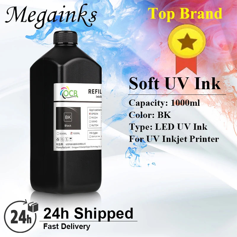 1000ML Soft LED UV Ink for Roland LEF-200 LEF-300 LEF-12 LEF-12i LEF-20 LEJ-640 LEJ-640FT LEC-300 LEC-330 LEC-540 DX5 DX7