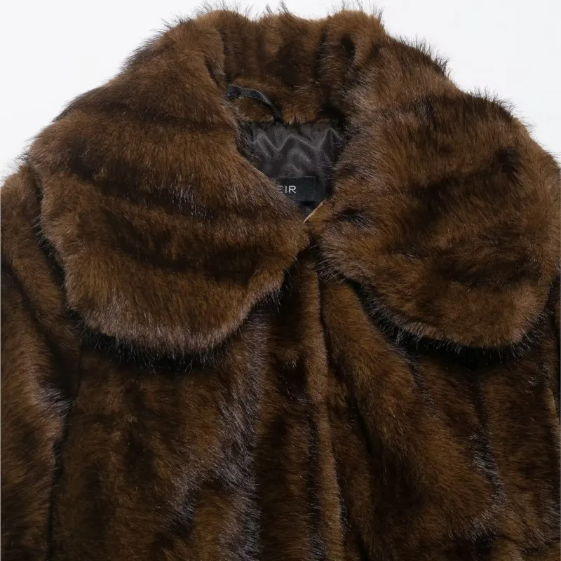 

2025 женская зимняя куртка из искусственного меха в стиле ретро, шуба с лацканами, плюшевая верхняя одежда, винтажная толстая куртка, повседневные уличные пальто на подкладке