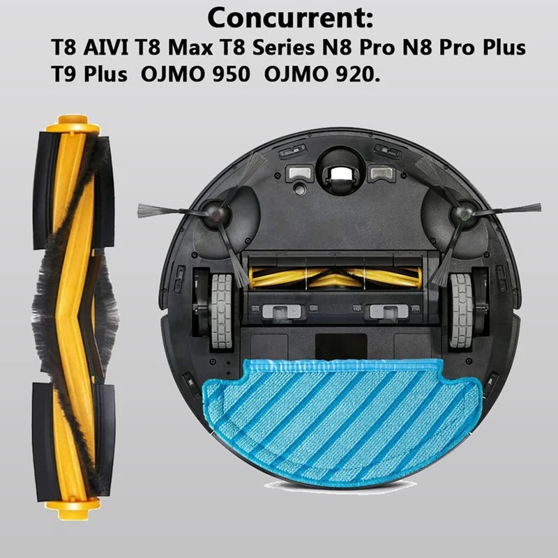 ชุดอะไหล่สำหรับ N8 Ecovacs deebot T8 1แปรงหลัก4ตัวกรอง6แปรงด้านข้างสำหรับเปลี่ยน T8 N8 ozmo 950 920