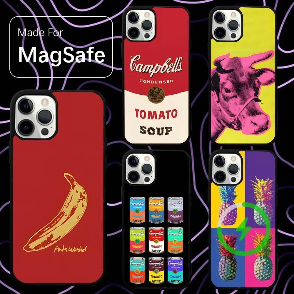 

A-Andy Warhol Pop Art Banana Phone Case For iPhone 16,15,14,13,12,11,Pro,Max,Plus,Mini,SE New Magsafe Magnetic Wireless Charging