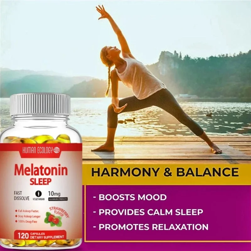 Human Ecology Melatonin 10mg, Sleep Dietary Supplement, 120 Strawberry Flavored Capsules, Contains Melatonin - Healthy Sleep