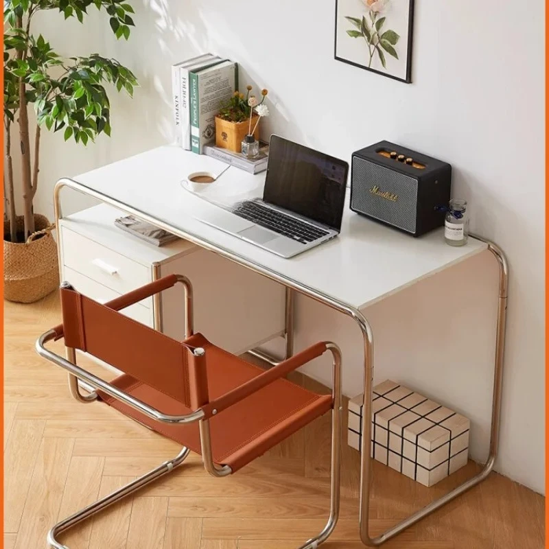 

ZC Stainless Steel Desk Household Minimalist Modern Study Office Computer Desk Study Desk