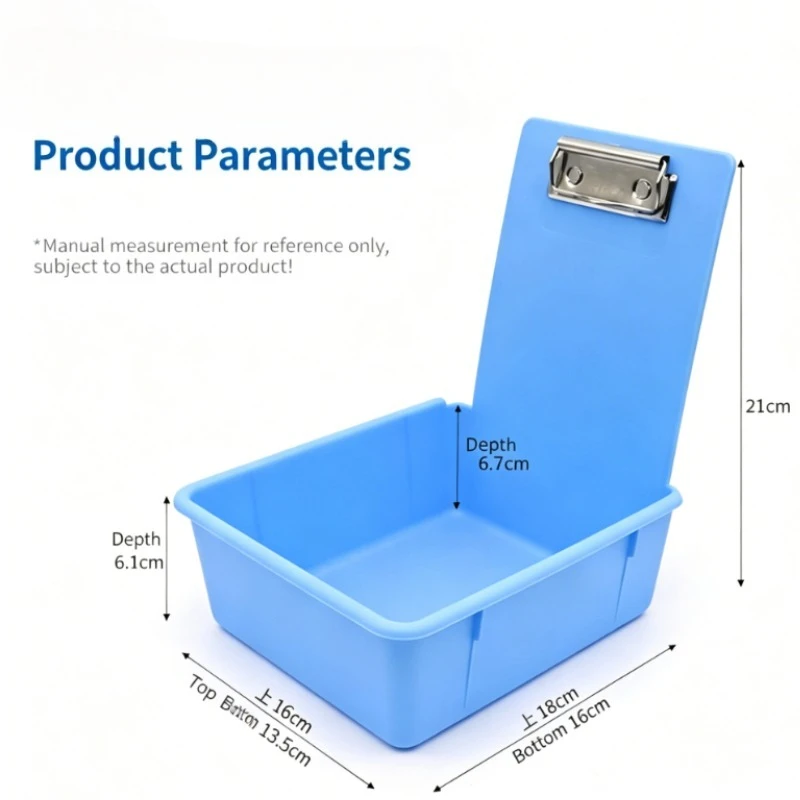 7PCS Dental Lab Work Pans Colourful ABS Plastic Work Tray Box with Metal Clamp Denture Model Delivery Box for Dental Laboratory