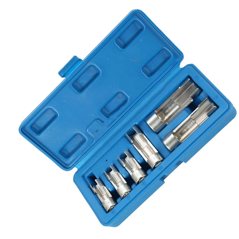 Fuel Line Socket Wrench For Diesel Pipe Oil Pipe Disassembly Opening 6 Piece 10 11 12 14 17 19mm Metal Oxygen Sensor Wrench Set