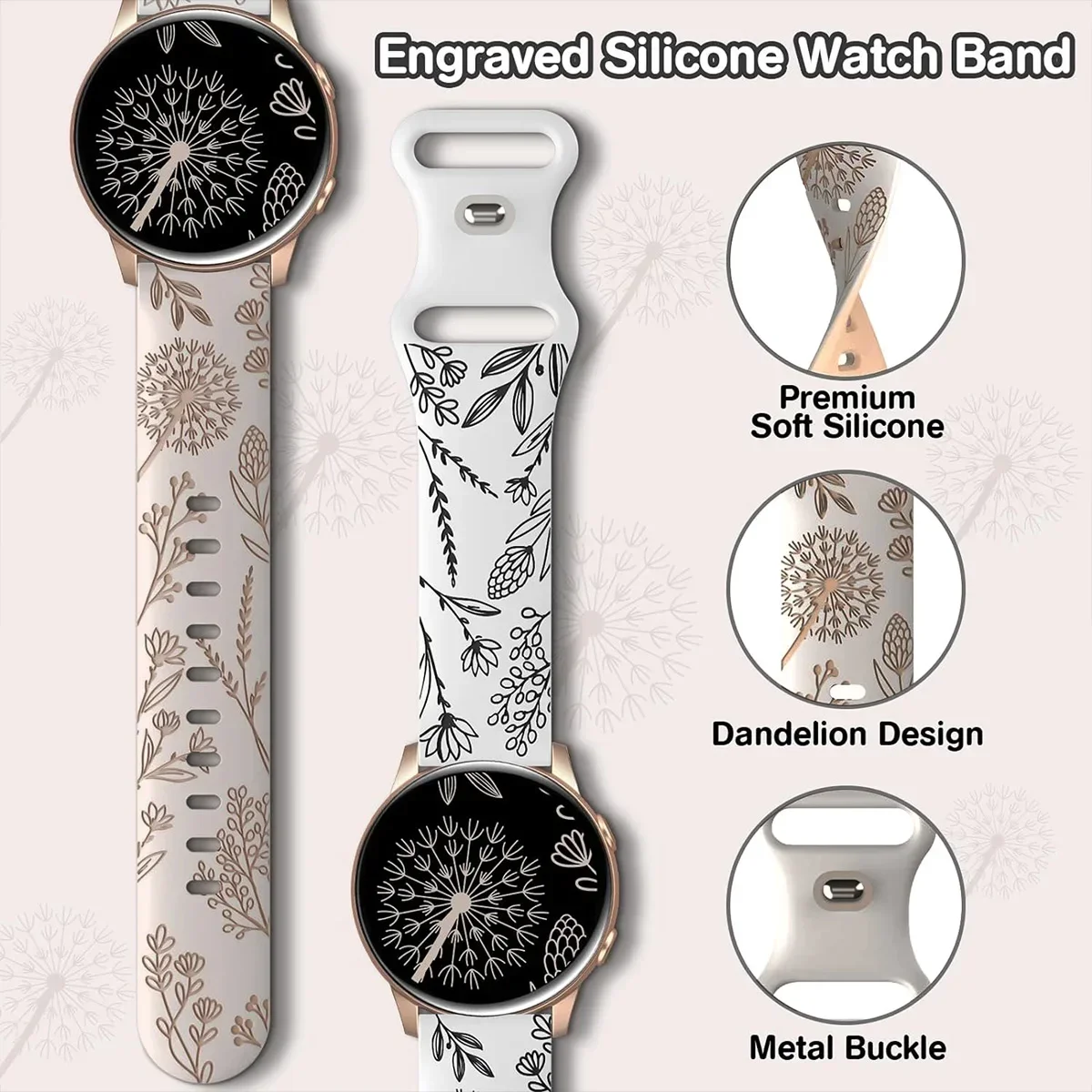 Women Silicone Strap for Samsung Galaxy Watch 7 6 5 4 40mm 44mm 6 Classic 43 47mm 20mm Band for Huawei Watch 2 GT2 42mm Bracelet