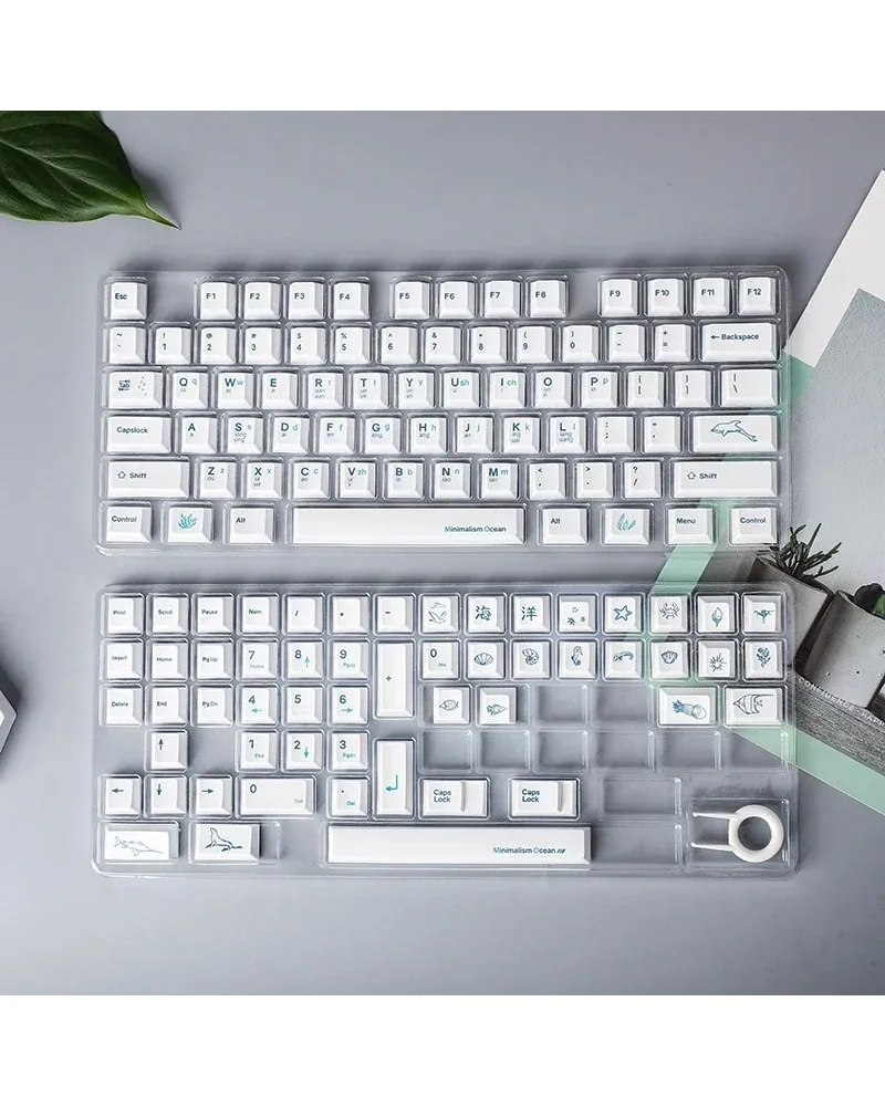 white and see through clear durable pbt keycaps set high quality for custom mechanical keyboards