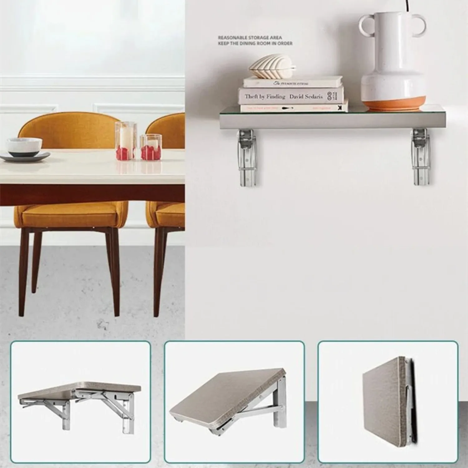 2PCS Stainless Steel Folding Triangle Bracket Shelf Heavy Support Adjustable Wall Mounted Bench Table Furniture Hardware