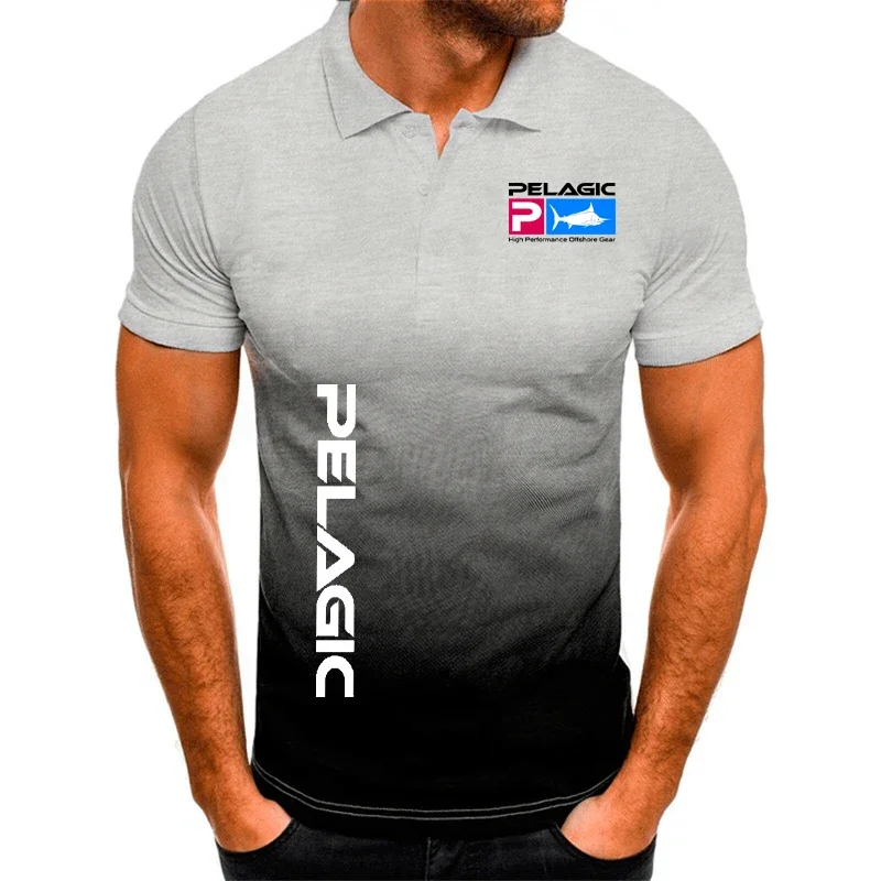 Polo de pêche pélagique pour hommes, impression 3D, nickel é, manches courtes, vêtements de loisirs d'affaires, t-shirt de luxe, été, nouveau, 2024