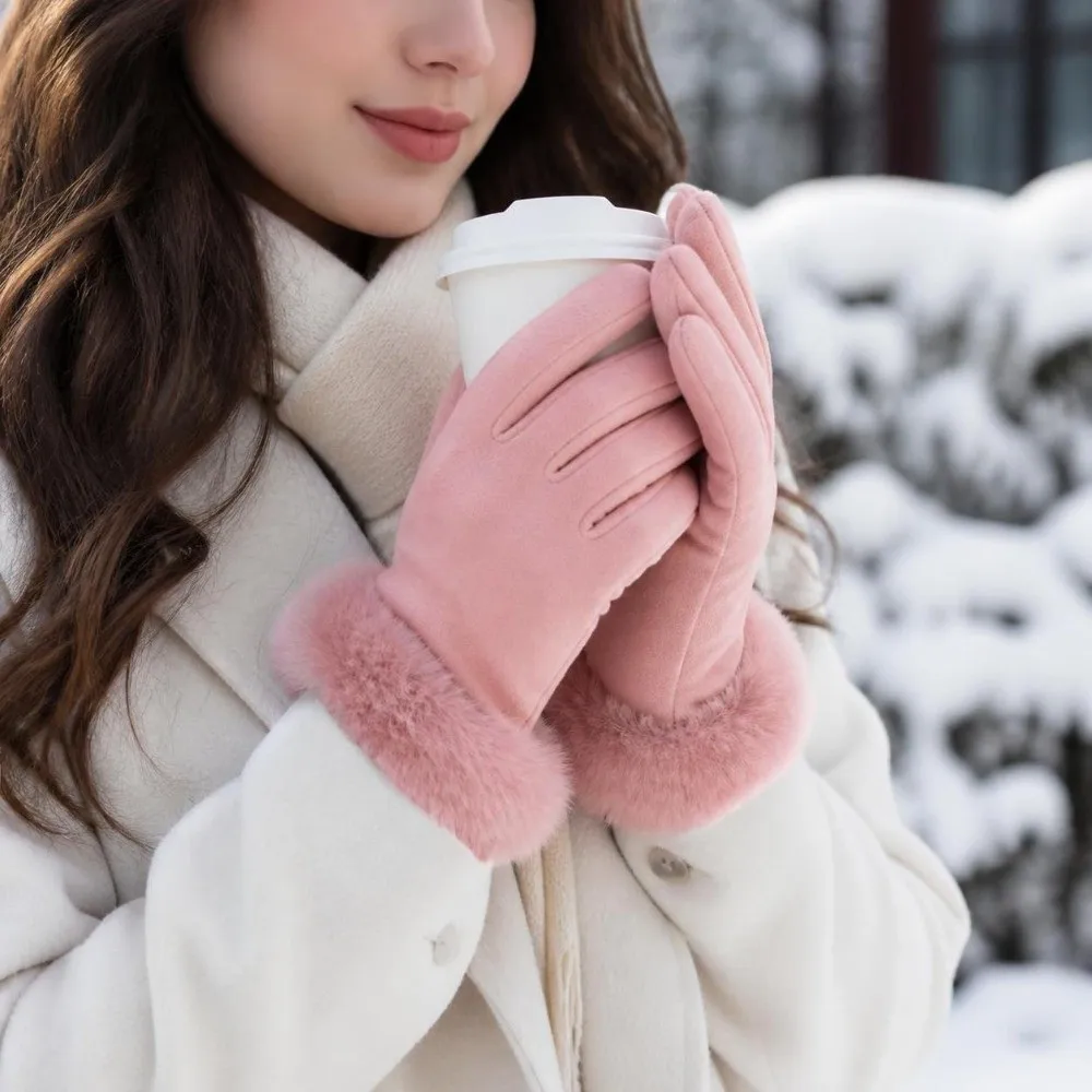 Solid Color Touch Screen Gloves Waterproof Thick Inner Full Finger Gloves Elastic Stretch Insulated Warm Windproof Gloves
