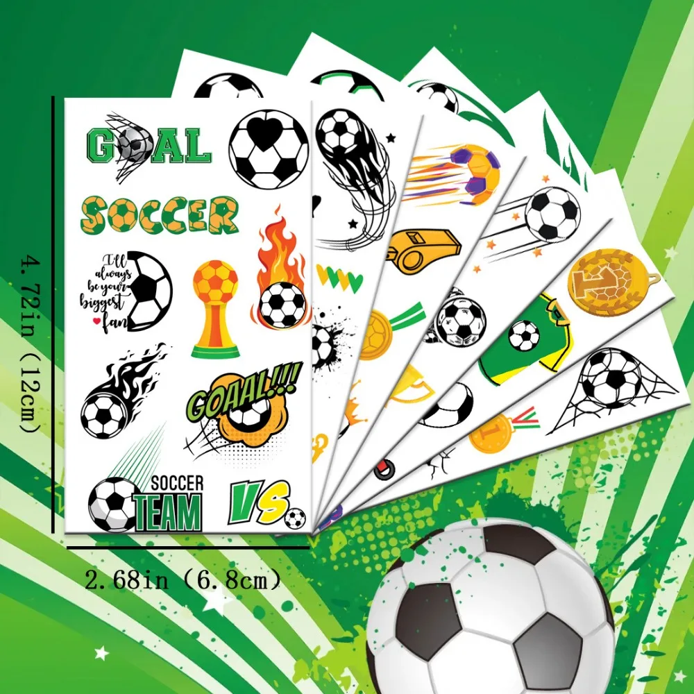 

Football Soccer Temporary Tattoo Stickers, Waterproof Sports Event Fan Club Body Art Fake Tattoo Decals For Kids Adults