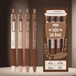 4 teile/paket Kaffee Serie 0,5mm Gel Stift Set Soft Touch Briefpapier Stift schwarz Nachfüllung Schreibstifte für Schüler Büro Schul bedarf