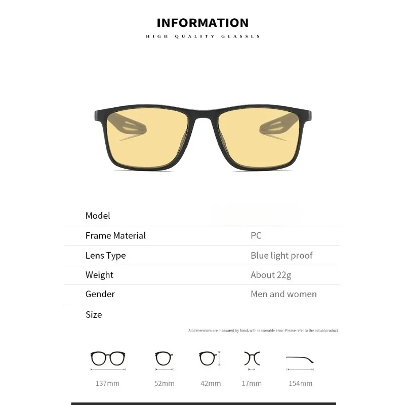 2026 Unisex Nachtsicht-Lesebrille Modische Vintage Gelbe Gläser Brillengläser für Damen und Herren TR90 Sportbrille Weitsicht – Detail 5