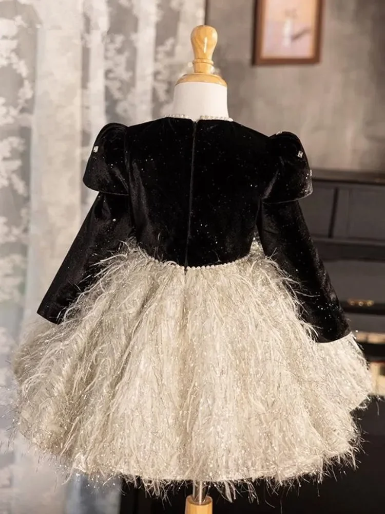 New Children\'s Evening Gown Host Piano Performance Wedding Birthday Party Flower Girl Dresses A4209 Vestidos Bridesmaid Dresses