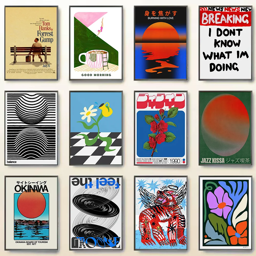 Moderner abstrakter Pop-Art-Leinwanddruck, Retro-Filmmusikreise, nordische ästhetische Wohndekoration, Wandkunstplakat ohne Rahmen