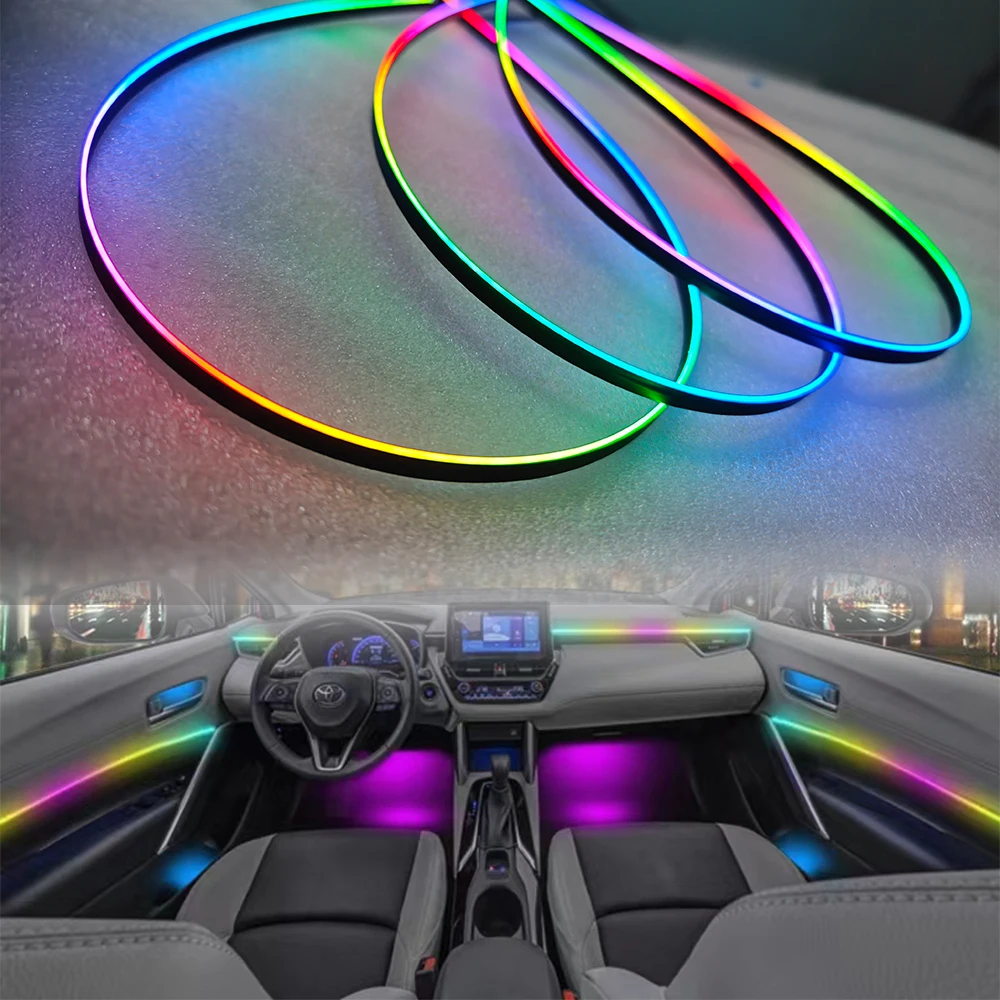 

Car interior ambient light neon car interior lighting colorful lights Hidden installation Mobile APP controleasy installation