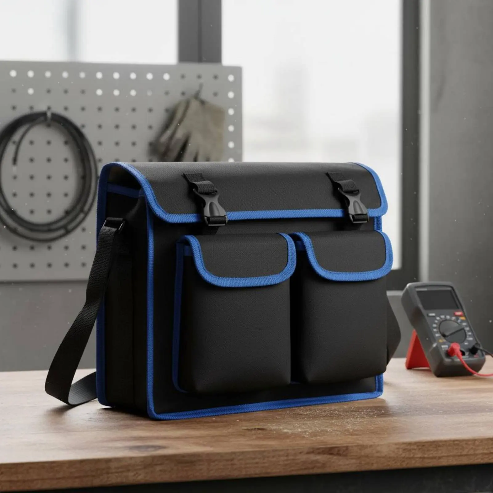 Crossbody Tool Bag Wear-Resistant Shoulder Tool Bag Waterproof Freestanding Design for Handymen