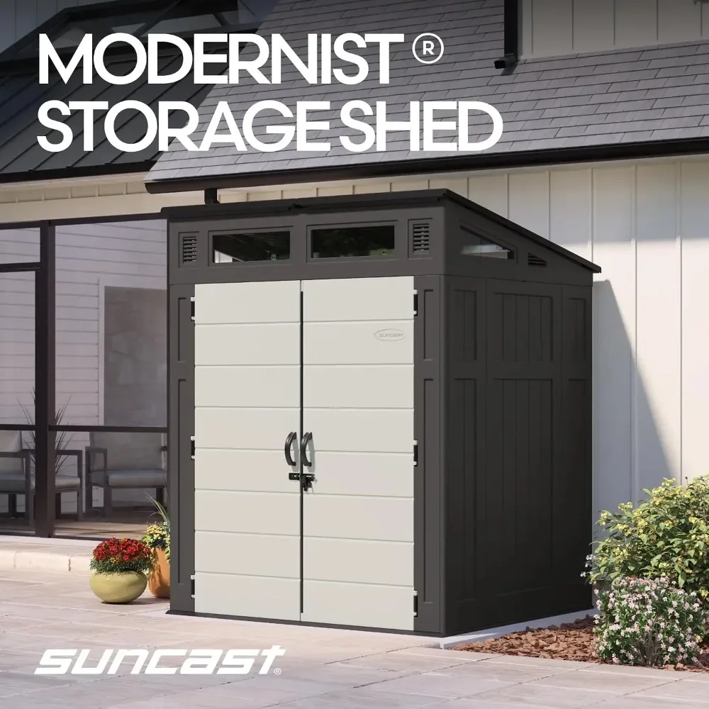 HOT 6' x 5' Modernist Storage Shed, 200 Cu Ft, Lockable, Peppercorn