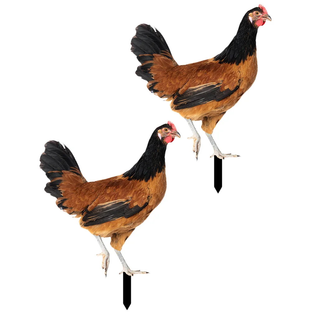 

2pcs Acrylic Garden Chicken Decoration Stake Realistic Shape Compact Size Lightweight Yard Ornaments Outdoor Decorations Festive
