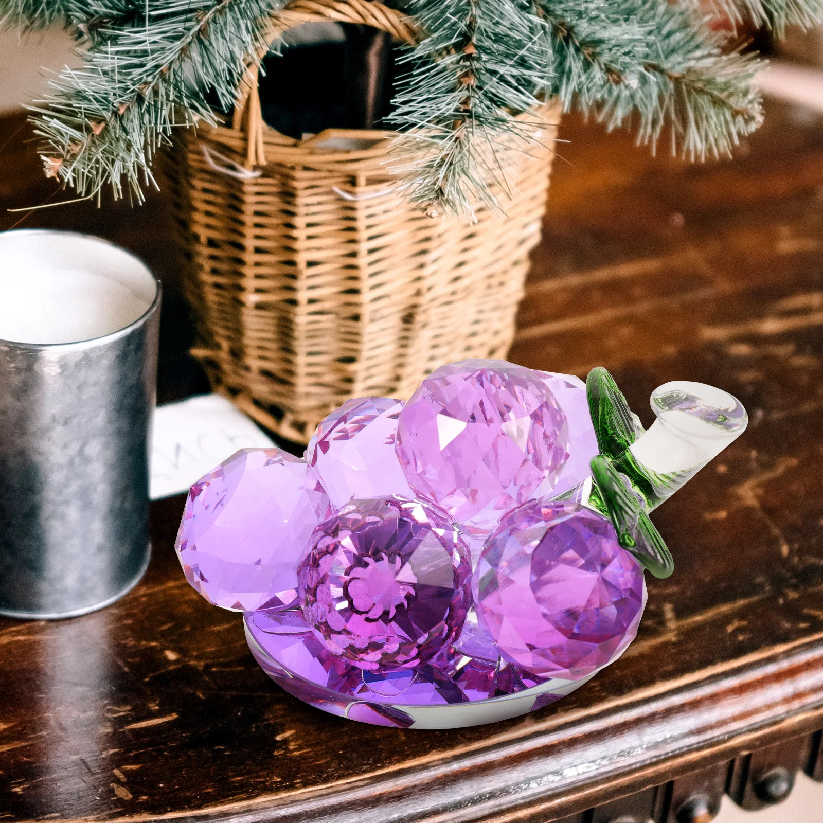 

Crystal Grape Clear Desktop Decor Miniature Cartoon Fruit Ornament for Home Garden Micro Landscaping Decoration