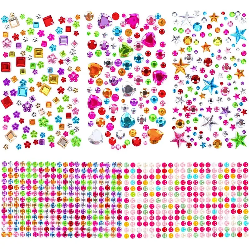 880PCS Rhinestone Face Stickers Acrylic Self-Adhesive Gems for Kids Girls Gift Costume Makeup Eye Forehead Decor‌ ‌