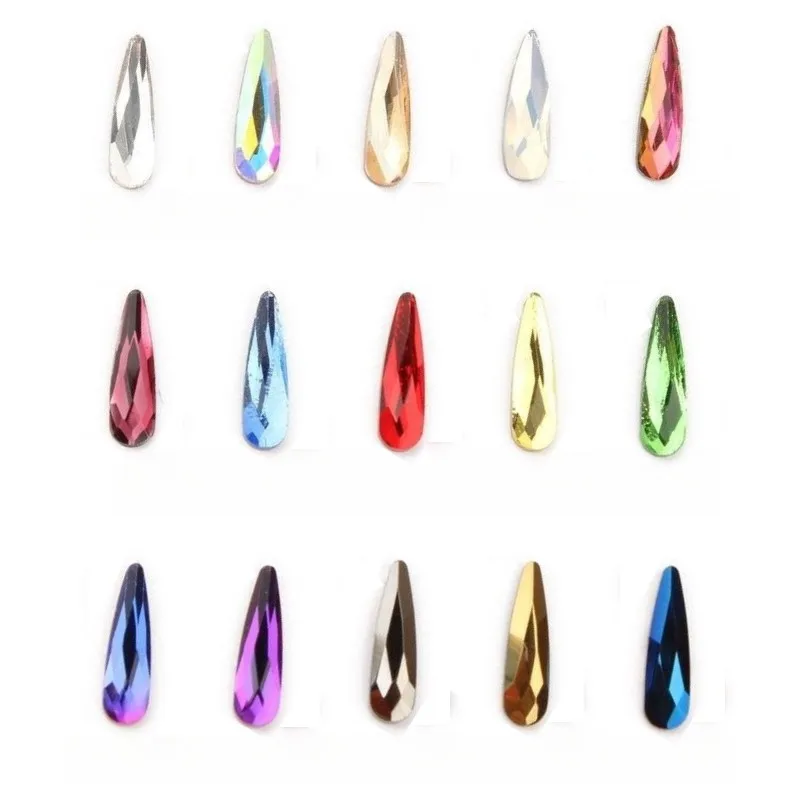 3*10mm 30Colors Droplet shape Boutique Flat bottom nail art rhinestones Glass crystal 3D nail decoration wholesale 100/500pcs