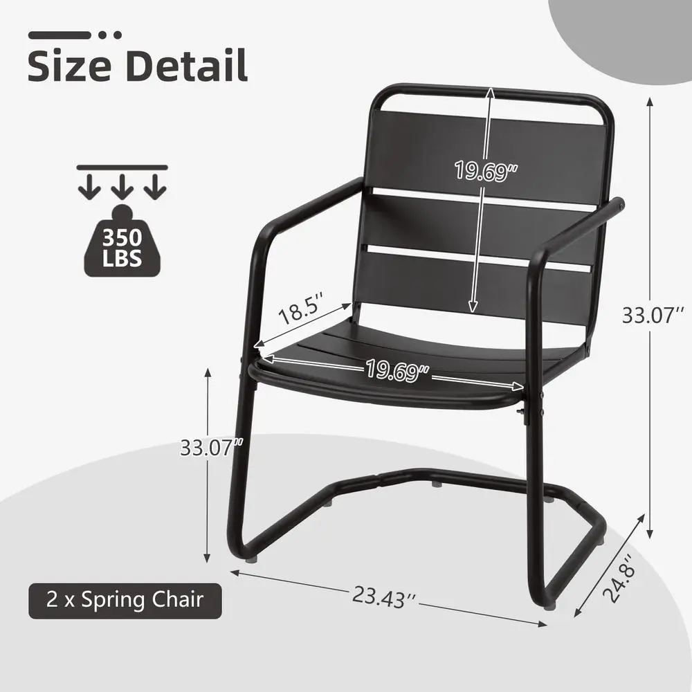 

Patio Chairs Set of 2, Small Patio Furniture Set 2 CSpring Metal Chairs, Outdoor Bistro Set for Balcony, Front Porch, Poolside,