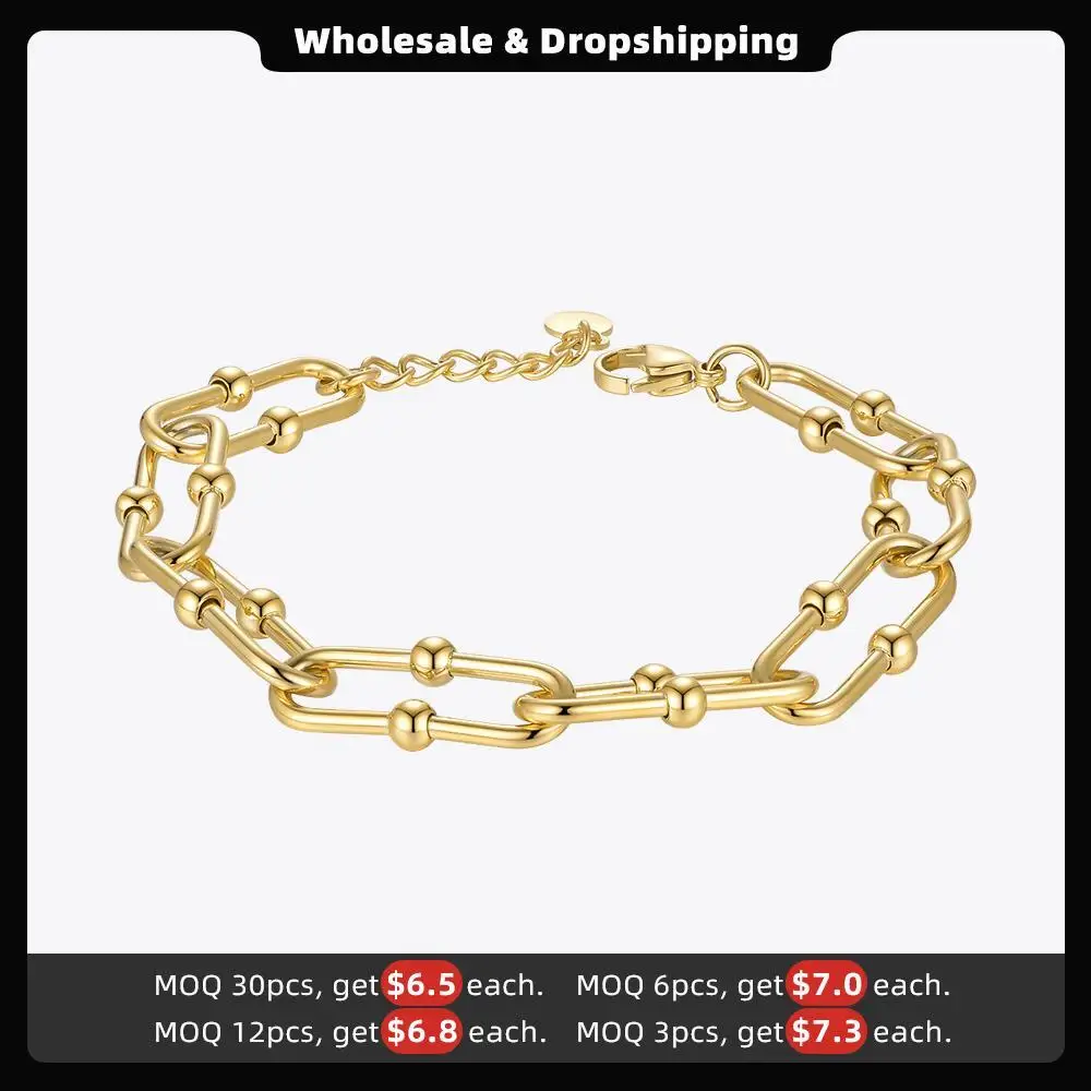 ENFASHION Geometric Bead Bracelet For Women Gold Color Pulseras Stainless Steel Bracelets Fashion Jewelry Friends Gift B202221