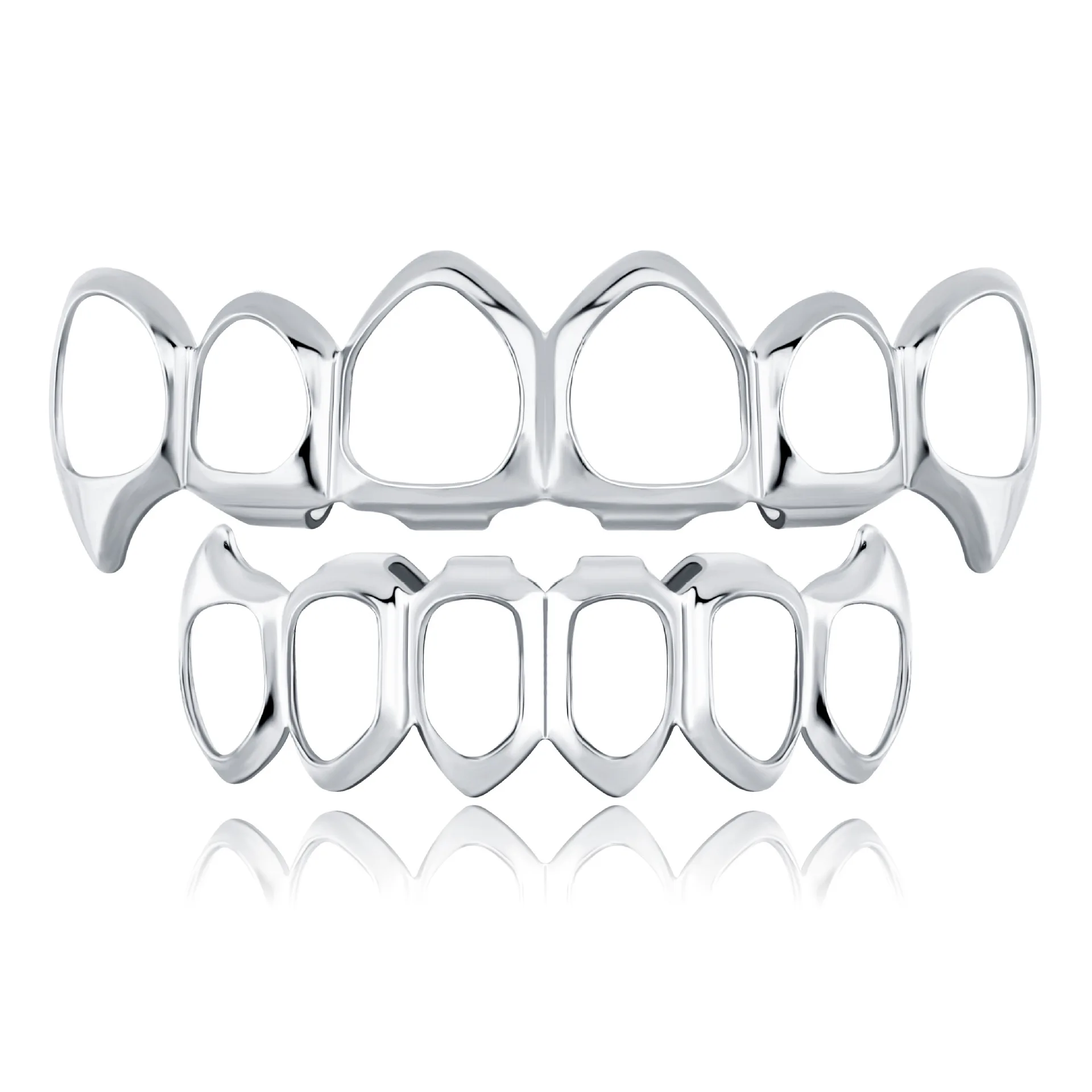 A set of 18k gold-plated brass hollowed out braces, personalized, fashionable, and minimalist sharp teeth hip-hop braces