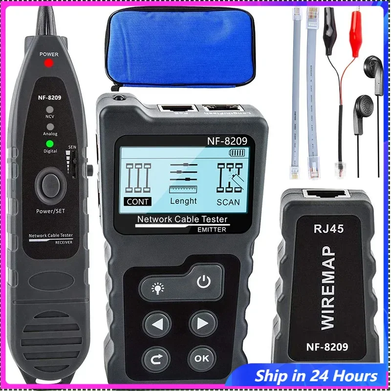

NOYAFA NF-8209 Network Cable Tester Ethernet Cable Tracker Poe Checker LCD Display Measure Length Wiremap Tester Network