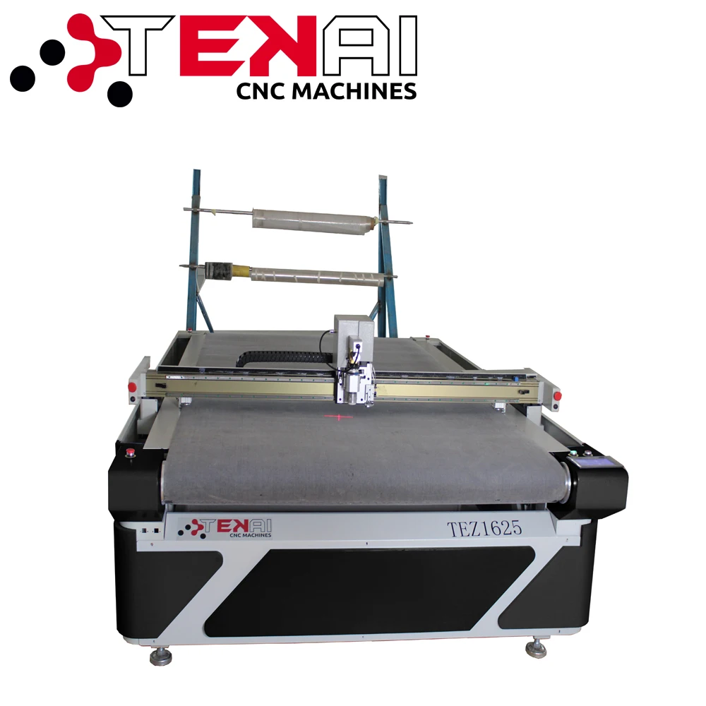 TEZ1625 Cloth Leather Rubber Vibrating Knife Gasket Cutting Machine with Rotate Vacuum Table