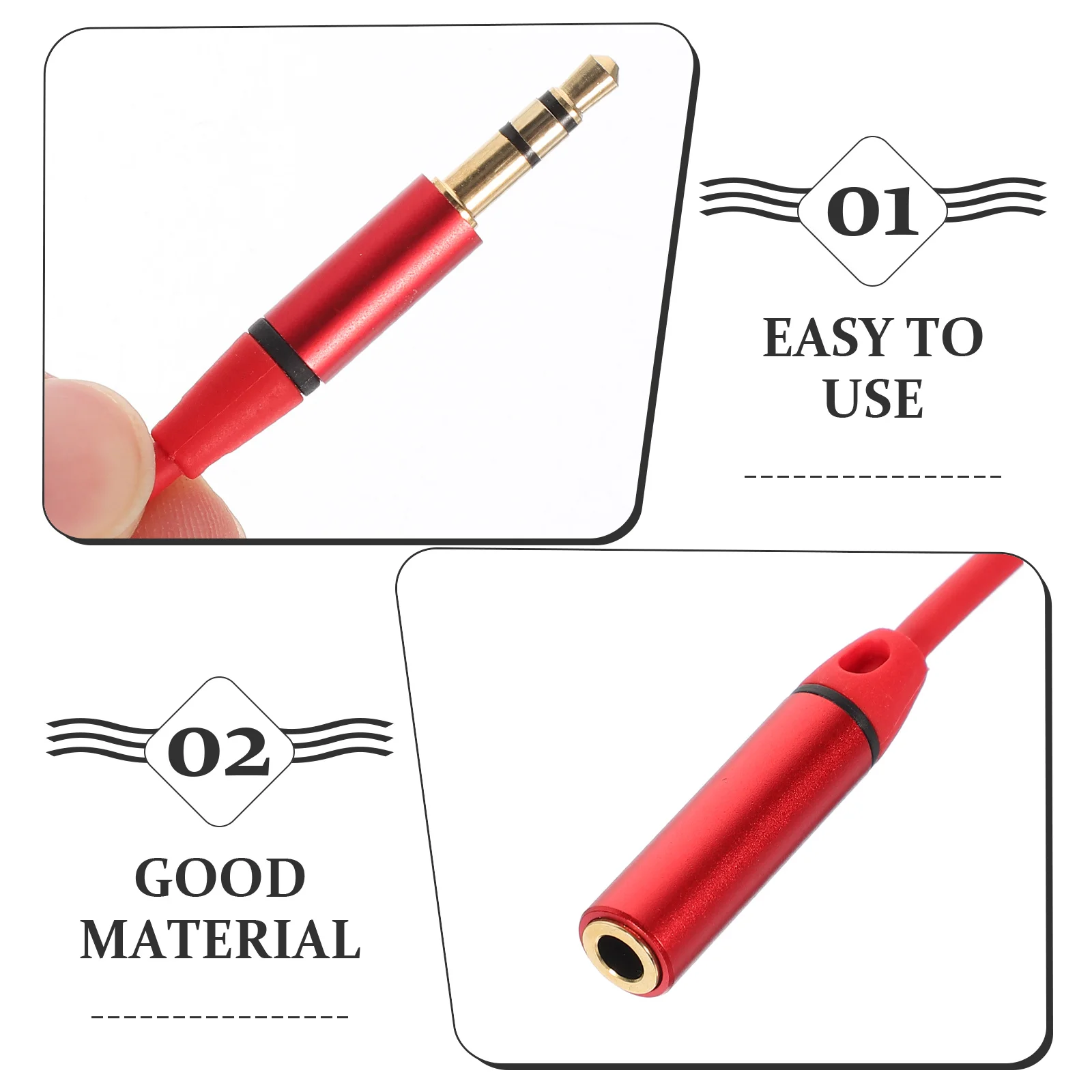 

Auxiliary Cord Audio Car Cables Extender Extension Headphone for Microphone Red