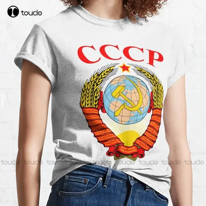 Cccp Soviet Union Coat Of Arms Lenin Stalin Gorbachev T-Shirt Womens Tshirts O-Neck Streetwear Oversized New Popular Xs-5Xl New