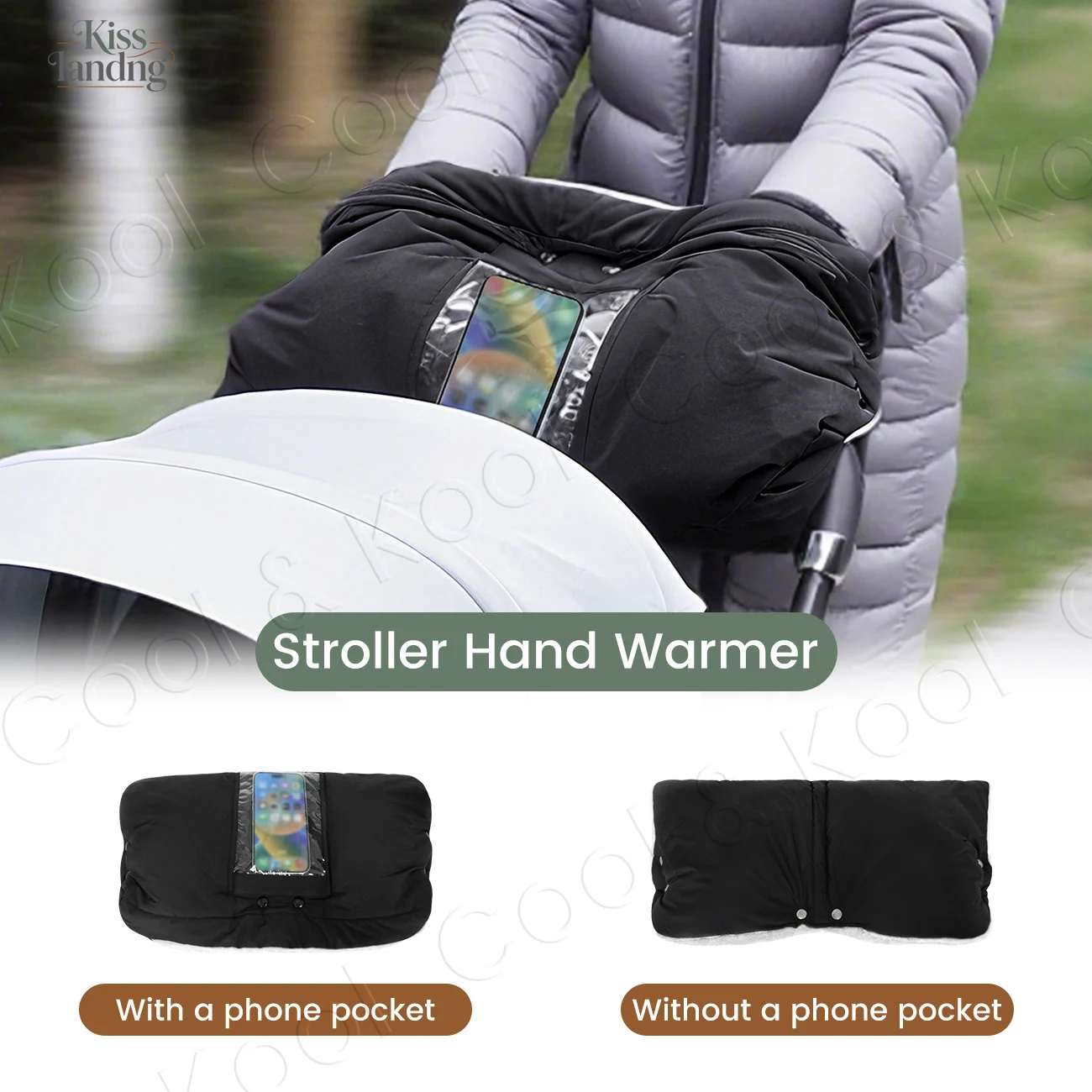 

Зимние перчатки для коляски, 2 стиля с карманом для телефона — ветрозащитные и водонепроницаемые теплые муфты для промывки в холодную погоду