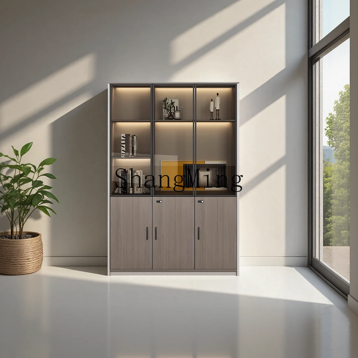 ZYY office background file cabinet wooden data simple solid wood storage storage cabinet