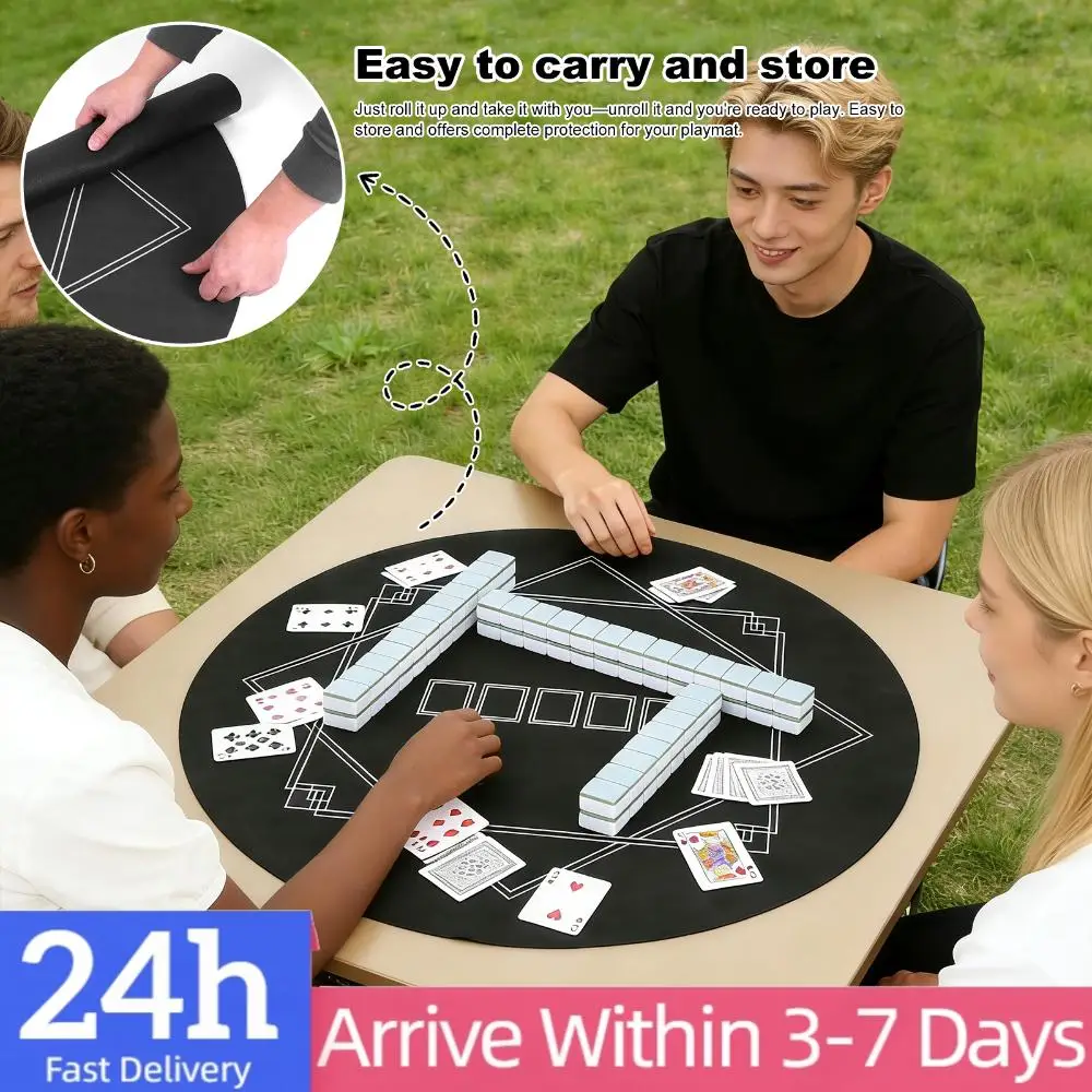 

Водонепроницаемый круглый коврик для покера 120x120 см с загнутыми краями и резиновым покрытием для игры в любом месте