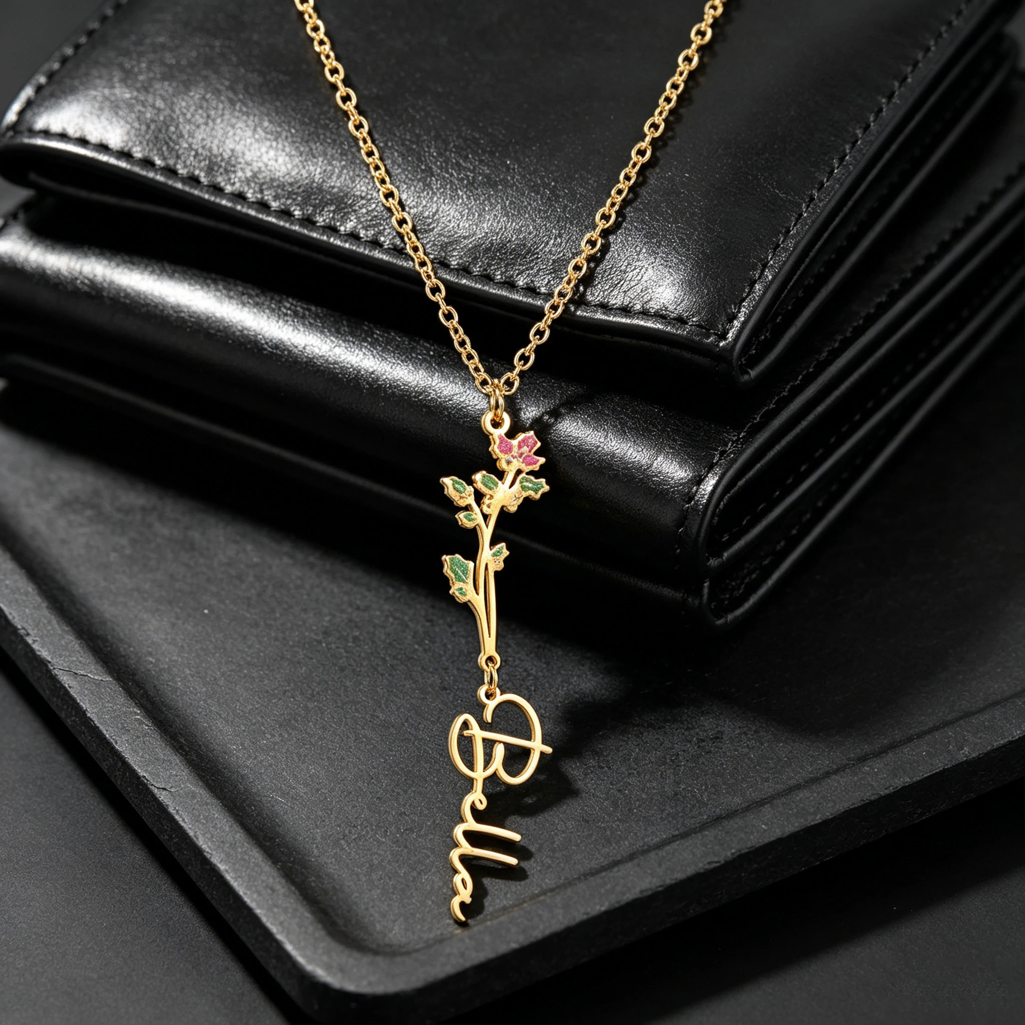 Birth Flower Necklace - Acheerup-collar con nombre personalizado para mujer,