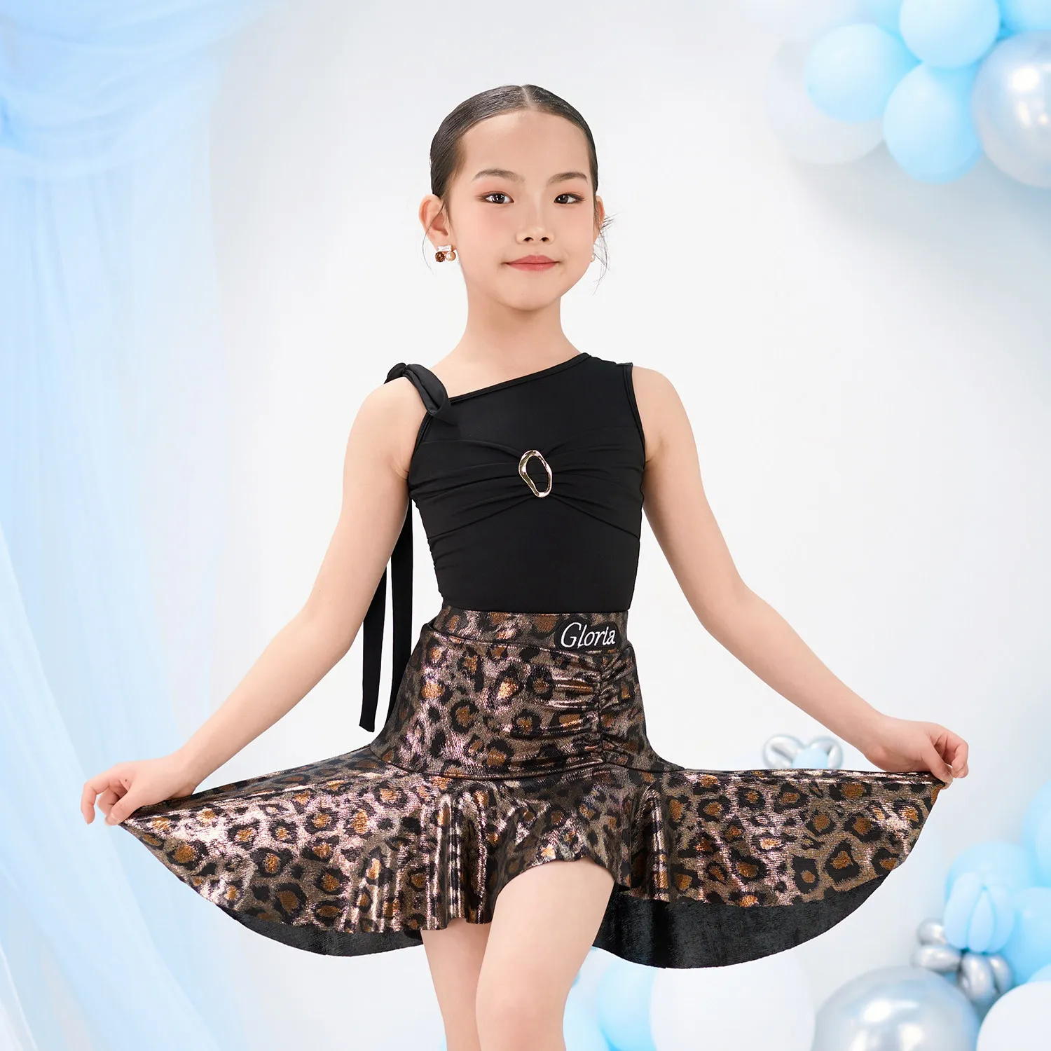 

2026 Latin Dance Performance Costumes For Girls Sleeveless Tops Split Skirts Practice Suit Chacha Rumba Latin Clothes XH4705
