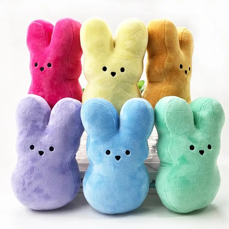 15cm Peeps Stuffed Easter Bunny Party Supply Velvet Plush Cute Rabbits Kids Animal Doll Toy Cuddle Toys Boys Girls Birthday ni26