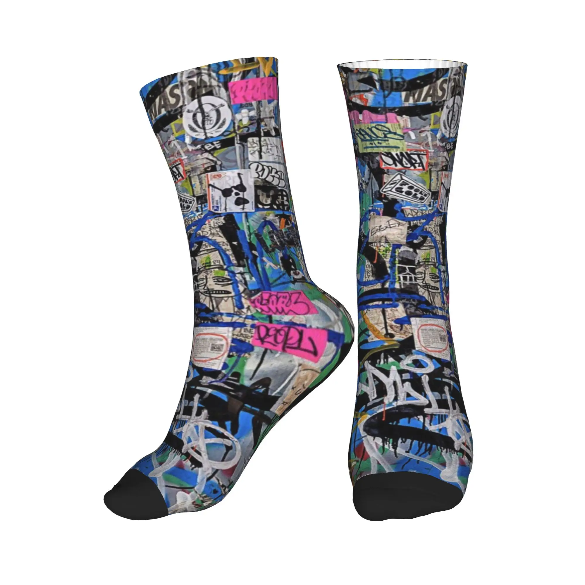 

Мужские носки Kawaii с абстрактным граффити и уличным искусством, унисекс, дышащие, теплые, с 3D-печатью, красочные камуфляжные носки-кроссоверы