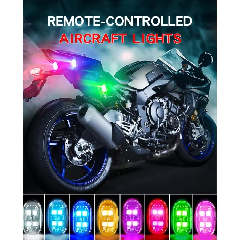 Wireless Light Aircraft Airplane Helicopter Warning Lights RGB Led Strobe lights Motorcycle Lights LED Flash with USB Charging