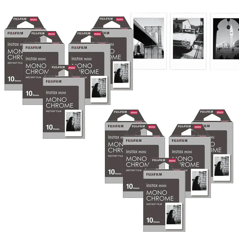 Fujifilm Black and White Films Fuji Instax Monochrome 10/50/100 Sheets for Mini 8 9 Instant Mini 12 11 7s 25 Camera Photo Paper