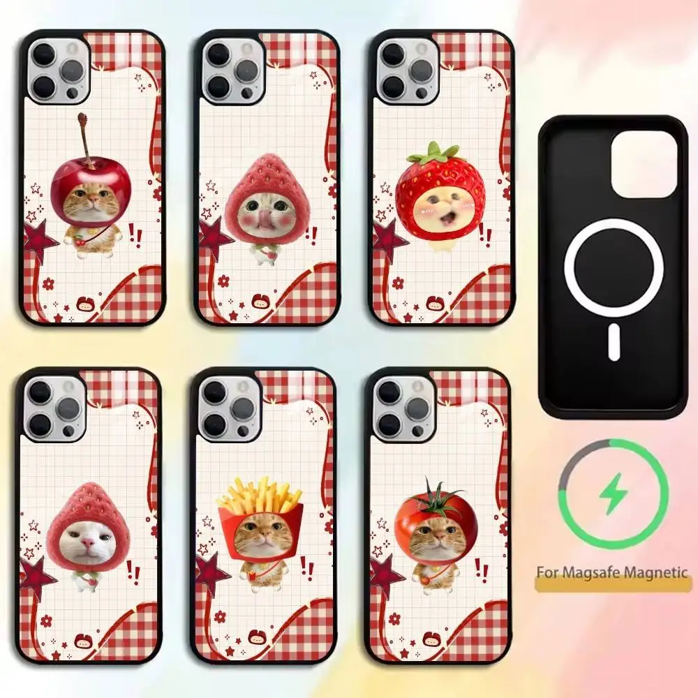 

Food cats with headgear Phone Case For iPhone17,16,15,14,13,12,11 Plus,Pro Magnetic with Magsafe Wireless Charging