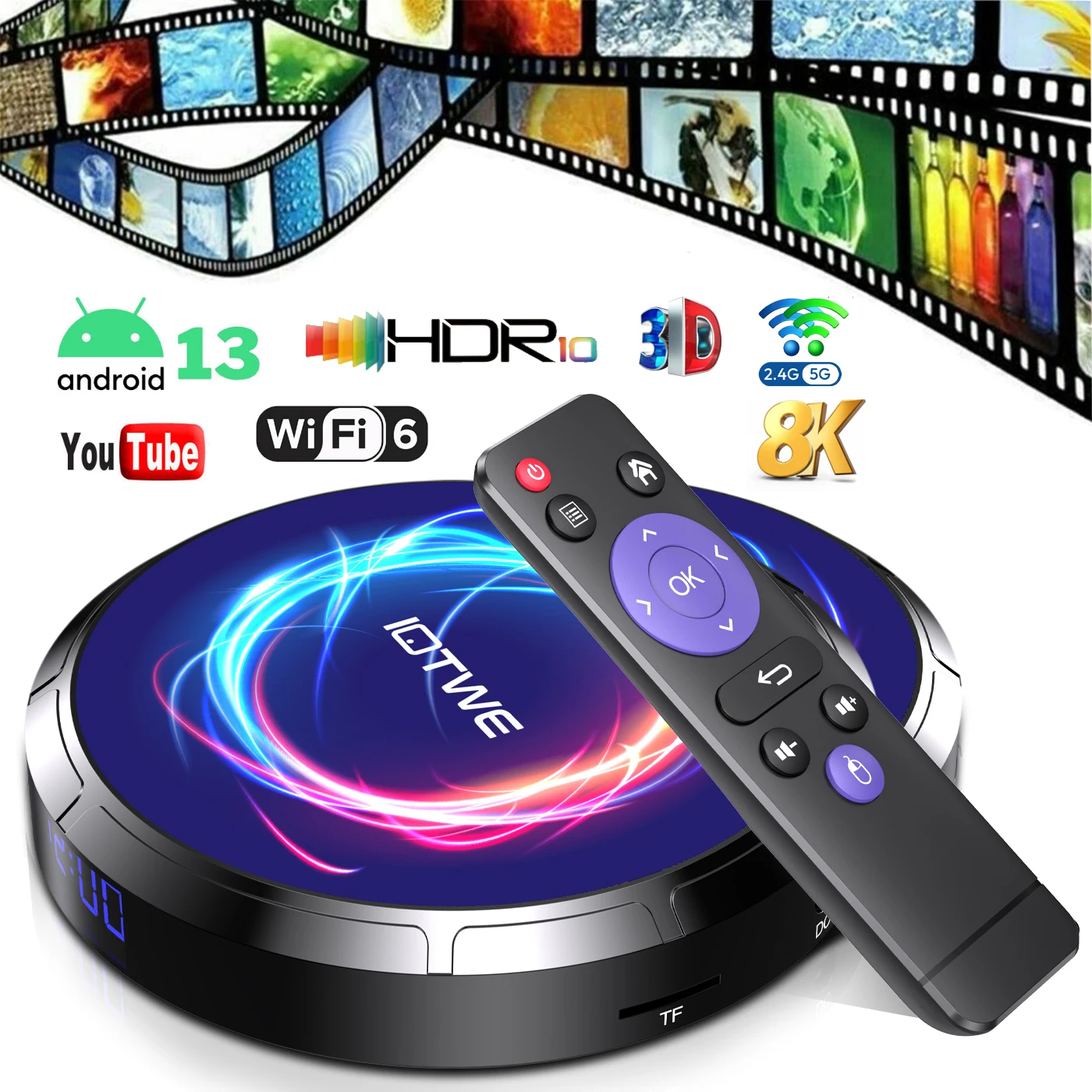 Android 13.0 T95W Smart TV Box Bluetooth 4GB+ 32GB Quad Core HD 8K HDMI WIFI6 Media Player