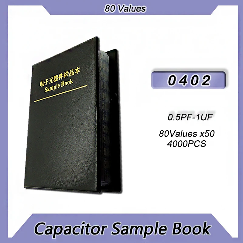 Capacitance 80 Specifications 0402 SMD Capacitor Package Combination Booklet 0.5PF-1UF 4000pcs Electronic Component Sample Book