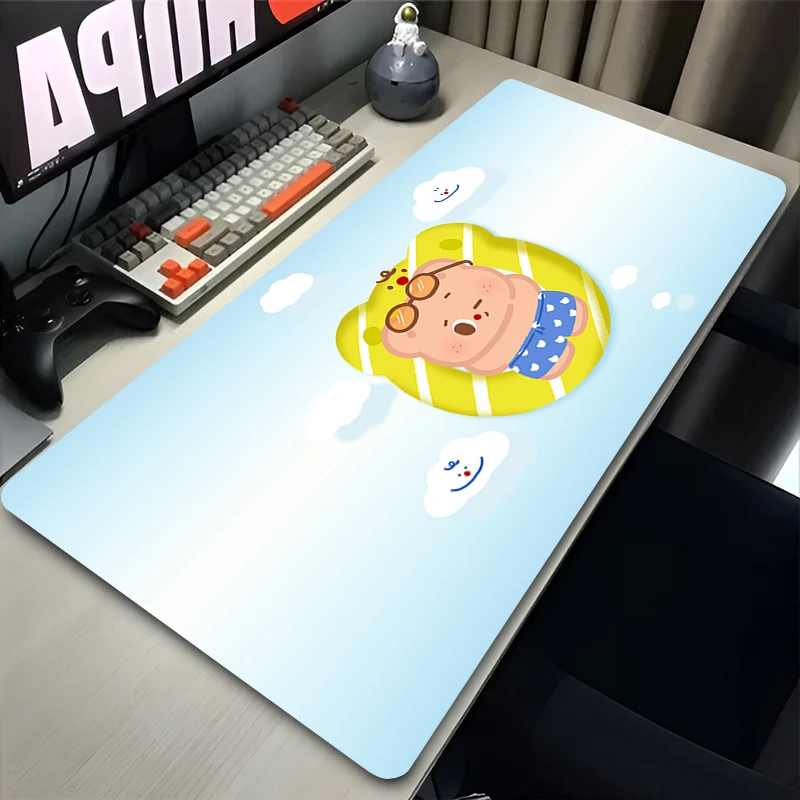 

1Pcs Mouse Pad HD Print Baby Bear Extended Gaming Mousepad PC Kawaii Desktop Mat With Stitched Non-Slip Rubber Base Keyboard Pad